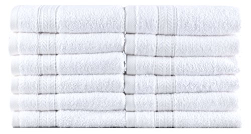 LUNASIDUS Bergamo, Luxury Hotel/Spa Washcloths, 100 Percent Turkish Cotton, Set of 12, 700 GSM, Made in Turkey, White