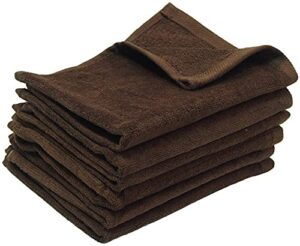 6 pack - fingertip towels 11x18 terry-velour towels 100% cotton (dark brown)