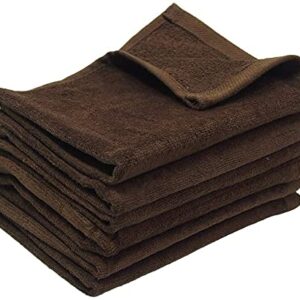 6 PACK - FINGERTIP TOWELS 11X18 TERRY-VELOUR TOWELS 100% COTTON (DARK BROWN)