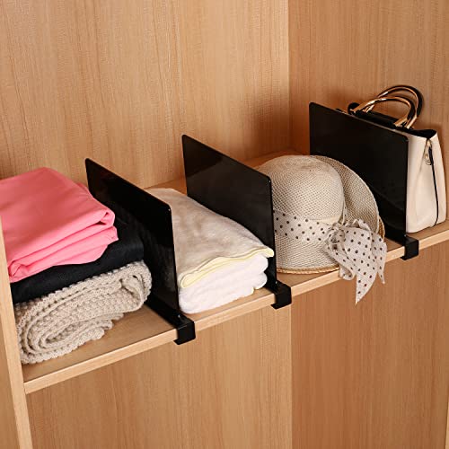 Sooyee 8 Pack Black Acrylic Shelf Dividers, Perfect Perfect for Closets Kitchen Bedroom Shelving Organization to Organize Clothes Closet Shelves, Books,Towels and Hats, Purses Separators