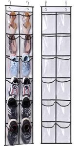 misslo over the narrow door shoe organizer with 12 crystal pockets hanging closet door (2 packs, white)