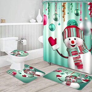 Christmas Bath Sets Shower Curtain and 3Pcs Bathroom Rugs and Mats Sets Buffalo Plaid Christmas Tree Shower Curtain Bathroom Decor Set Farmhouse