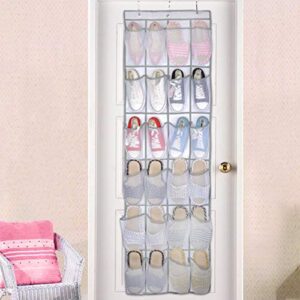 Isabelvictoria 24 Large Mesh Pockets Non-Woven Hanging Storage Bag Behind Doors Space Saving Shoes Rack Household Accessories