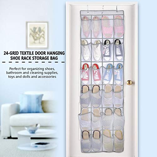 Isabelvictoria 24 Large Mesh Pockets Non-Woven Hanging Storage Bag Behind Doors Space Saving Shoes Rack Household Accessories