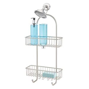 interdesign classico extra large shower caddy – bathroom storage shelves for shampoo, conditioner and soap, satin