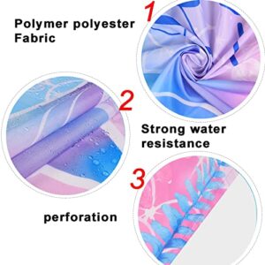 Likiyol 4 Pcs Mermaid Shower Curtain Sets with Non-Slip Rugs, Toilet Lid Cover and Bath Mat, Pink Girls Shower Curtain with 12 Hooks, Ocean Shower Curtains for Bathroom