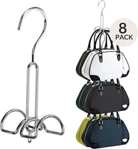 zedodier purse hanger, purses bags holder for closet 8 pack stackable purse storage hook closet organizer metal space saving hanger, silver