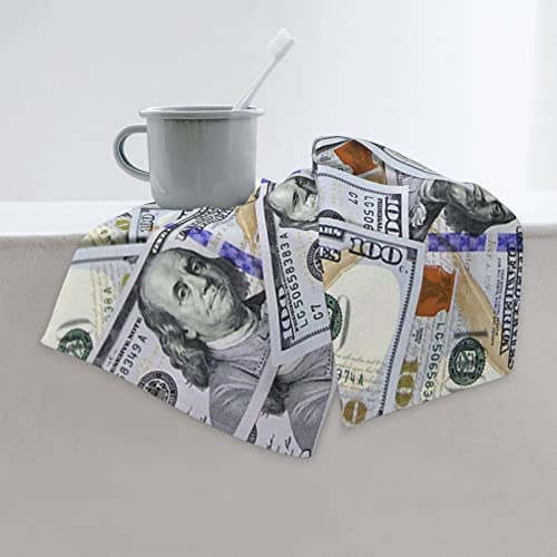 Us Bill Dollars Money Towels Decorations Face Towel Absorbent Guest Towel Portable Kitchen Tea Towels Multipurpose for Bathroom, Hotel, Gym and Spa