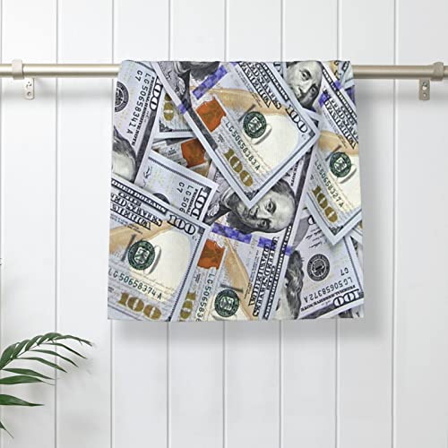 Us Bill Dollars Money Towels Decorations Face Towel Absorbent Guest Towel Portable Kitchen Tea Towels Multipurpose for Bathroom, Hotel, Gym and Spa