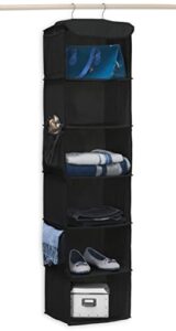 simple houseware hanging closet organizers storage, 6 shelves, black