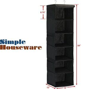 Simple Houseware Hanging Closet Organizers Storage, 6 Shelves, Black