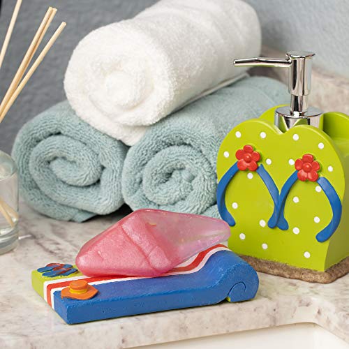 Smilewares Fun Beach Theme Bath Accessories Set (4-Piece) Includes soap Dispenser, Tumbler, Holder and Dish.