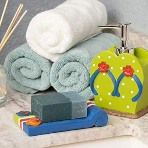 Smilewares Fun Beach Theme Bath Accessories Set (4-Piece) Includes soap Dispenser, Tumbler, Holder and Dish.