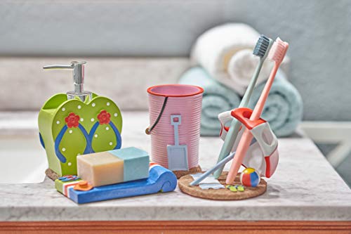 Smilewares Fun Beach Theme Bath Accessories Set (4-Piece) Includes soap Dispenser, Tumbler, Holder and Dish.