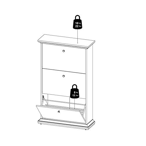 Pemberly Row Contemporary Design 3 Drawer Wood Shoe Cabinet, 18-Pair Shoe Rack Storage Organizer in White