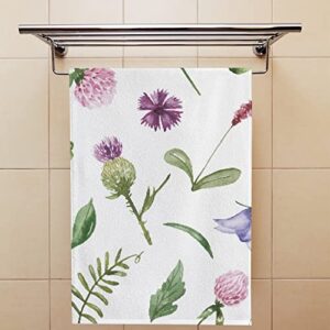 Vantaso Bath Hand Towels Set of 2 Purple Wild Flowers Soft and Absorbent Washcloths Kitchen Hand Towel for Bathroom Hotel Gym Spa