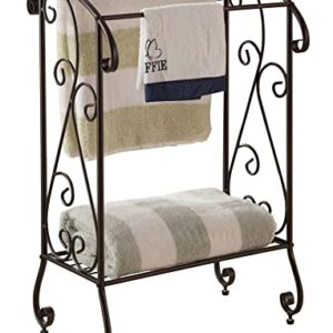 Kings Brand Furniture - Coffee Brown Metal Free Standing Towel Rack Stand with Shelf