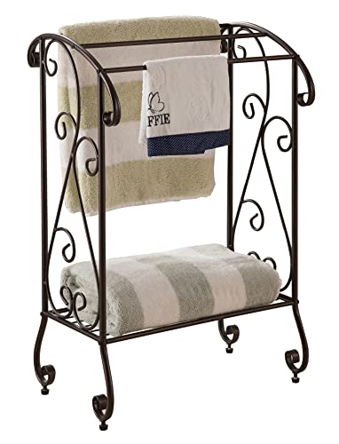 Kings Brand Furniture - Coffee Brown Metal Free Standing Towel Rack Stand with Shelf