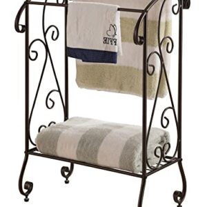 Kings Brand Furniture - Coffee Brown Metal Free Standing Towel Rack Stand with Shelf