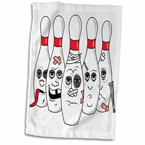 3drose funny extreme bowling savage ball sports design towel, 15" x 22", white