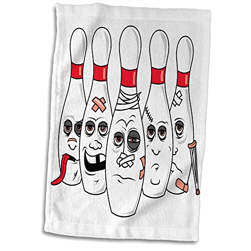 3dRose Funny Extreme Bowling Savage Ball Sports Design Towel, 15" x 22", White