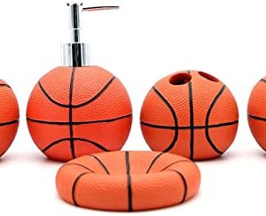 Resin 5 Pieces Bathroom Accessory Collection Set with Soccer Fans Gift Design for Home