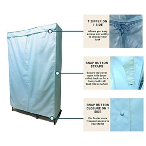 Formosa Covers Portable Garment Rolling Rack Cover - Protect Your Clothes from Dust Keep Your Room Looking Organized in Glacier Blue (Cover Only) (48"W x 18"D x 75"H)