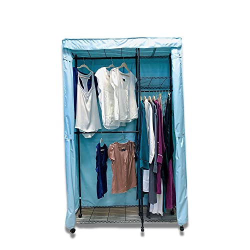 Formosa Covers Portable Garment Rolling Rack Cover - Protect Your Clothes from Dust Keep Your Room Looking Organized in Glacier Blue (Cover Only) (48"W x 18"D x 75"H)