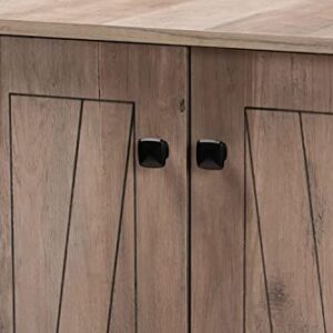 Baxton Studio Derek Modern and Contemporary Transitional Natural Oak Finished Wood 3-Door Shoe Cabinet