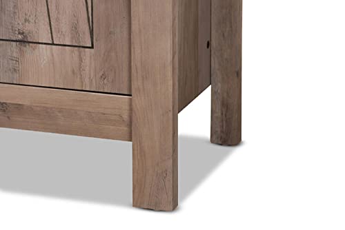 Baxton Studio Derek Modern and Contemporary Transitional Natural Oak Finished Wood 3-Door Shoe Cabinet