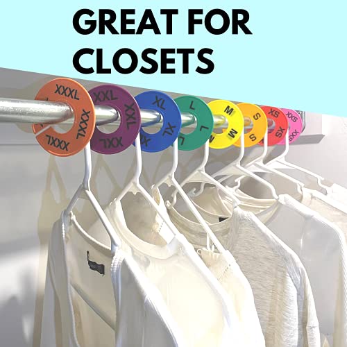 Discount Sizing- Clothes Size Dividers Round Rack Size Dividers 16 Pack (XXS - XXXL) Multicolor | for Clothing Racks Retail Hanger Rack, at-Home Closet Organizing, Adults & Children