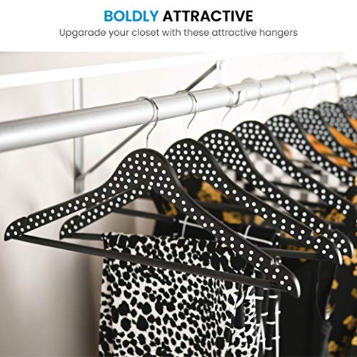 ZOBER High-Grade Wooden Suit Hangers Pants Hangers (10 Pack) Smooth Solid Wood Pants Hangers with Durable Adjustable Metal Clips, 360° Swivel Hook, Shoulder Notches for Dress Coat, Jacket, Blouse