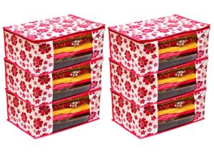 ankit international garment cover presents non woven floral print saree cover storage bags for clothes pack of 6