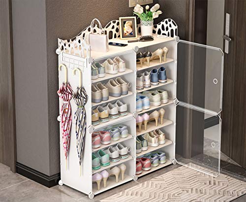 C.G Life 6-Tiers Stackable 24-30 pairs Freestanding Shoe Storage Cabinets with Adjustable Shelving,Withe Shoe Shelf Organizer for Bedroom, Closet, Entryway, Dorm Room,Garage,Shoe Rack have 6 cubes