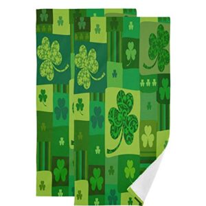 naanle 2 piece st. patricks day vintage shamrocks soft fluffy guest hand towels, multipurpose for bathroom, hotel, gym and spa (14" x 28",green)