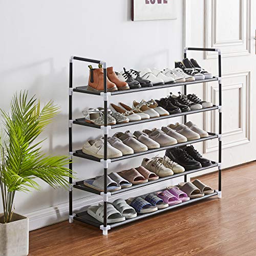 Shoe Rack, 25 Pairs, 5 Tiers Shoe Organizer, Shoe Racks for Closets, Shoe Organizer for Closet, Closet Shoe Organizer, Shoe Rack Organizer, Shoe Rack 25 Pairs, Tall Shoe Rack, 38"Lx12"Wx35"H