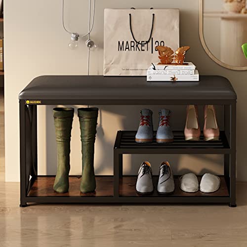 YQ JENMW Shoe Rack Bench for Entryway with Boot Organizer Industrial Entry Bench Shoe Rack Bench for Entryway, Shoe Rack Organizer for Bedroom, Hallway, Bathroom