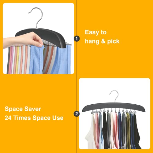 Resovo Upgrade Tank Top Hanger Closet Storage and Organizer for Closet Tank Top Organizer Space Saving 24 Metal Hooks Closet Organizer and Storage for Tank Top, Cami, Tie etc.