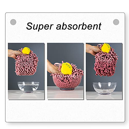 Chenille Hanging Hand Towels Soft Absorbent Microfiber Hand Towels Plush Quick-Drying Cute Cartoon Fruit Hand Towel with Hanging Loops for Bathroom Kitchen (Blue+Grey+Pink)