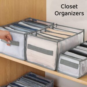 KIKILIE 4 PC Wardrobe Clothes Organizer,Drawer Organizers for Clothing,Closet Organizers,Foldable Drawer Dividers for pcs Clothes/Thin Jeans Grids