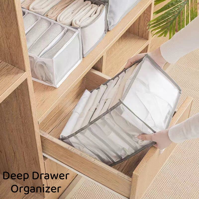 KIKILIE 4 PC Wardrobe Clothes Organizer,Drawer Organizers for Clothing,Closet Organizers,Foldable Drawer Dividers for pcs Clothes/Thin Jeans Grids