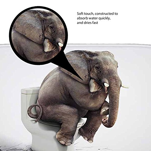 Amagical Elephant Digital Printing 16 Piece Bathroom Mat Set Shower Curtain Set Bathroom Mat Contour Mat Toilet Cover Waterproof Shower Curtain with 12 Hooks