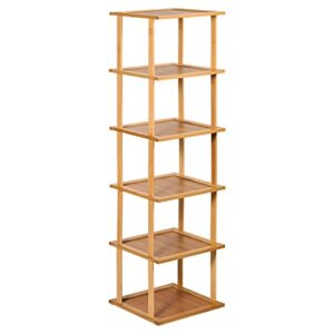 natthswe bamboo vertical shoe rack - 6 tier narrow free standing shoe rack organizer for entryway, skinny standing shoe rack shelf for bedroom closet small spaces