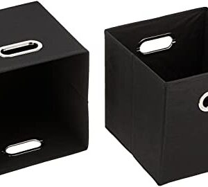 Household Essentials 34-1 Decorative Storage Cube Set with Removable Lids | Black | 2-Pack