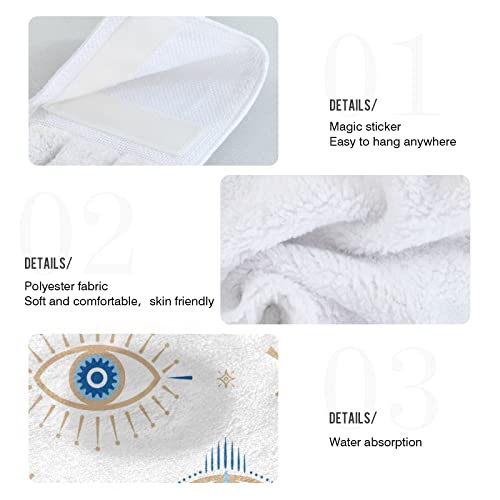 xigua Hanging Hand Towels Set of 2 pcs-Evil Eye Kitchen Hand Towels with Hanging Loop Soft Absorbent Tie Towels for Kitchen/ Bathroom/ Tabletop Home