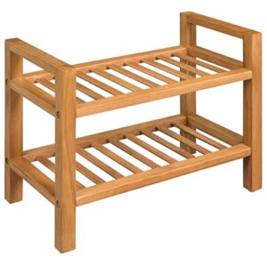 shoe rack with 2 shelves,entryway shoe storage,small storage cabinet,for hallway, living room, bedroom, solid oak wood 19.7"x10.6"x15.7"