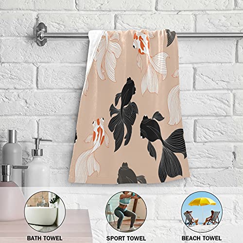 susiyo Goldfish Hand Towels Set of 2 Luxury Print Decorative Bathroom Towels Super Soft Highly Absorbent Multipurpose Towels for Yoga Gym Spa Hotel Bathroom Kitchen 28x14 Inch