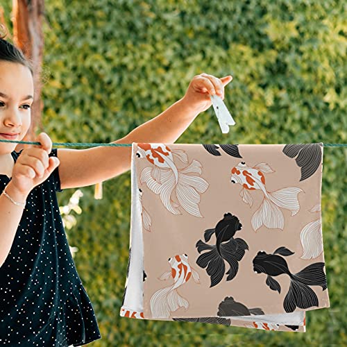 susiyo Goldfish Hand Towels Set of 2 Luxury Print Decorative Bathroom Towels Super Soft Highly Absorbent Multipurpose Towels for Yoga Gym Spa Hotel Bathroom Kitchen 28x14 Inch