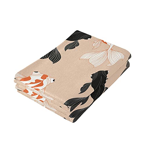 susiyo Goldfish Hand Towels Set of 2 Luxury Print Decorative Bathroom Towels Super Soft Highly Absorbent Multipurpose Towels for Yoga Gym Spa Hotel Bathroom Kitchen 28x14 Inch