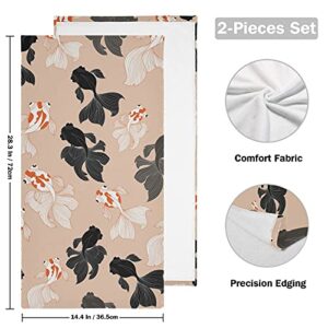 susiyo Goldfish Hand Towels Set of 2 Luxury Print Decorative Bathroom Towels Super Soft Highly Absorbent Multipurpose Towels for Yoga Gym Spa Hotel Bathroom Kitchen 28x14 Inch